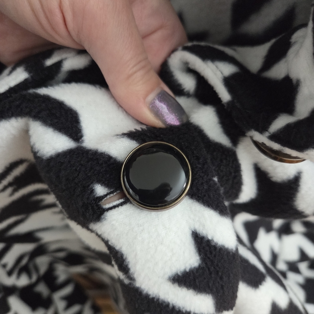 BOB MACKIE Houndstooth Fleece Swing Coat | Sz. Large - Picture 3 of 8